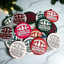 Farm Fresh Comfy & Cozy Christmas Home Decor, Handmade Wooden Circle Tree Ornaments or Hanging Holiday Accent, Colorful Cute Christmas Decorations