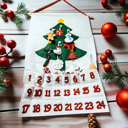  Christmas 2025 Advent Calendar, Handmade Hanging Christmas Countdown with Plush Fabric Ornament Options, Reusable Holiday Felt Advent 
