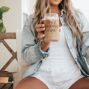  Glass Cups with Lid and Straws 2pk | 17oz Funny Glass Tumblers For Moms | Glass Can Cups