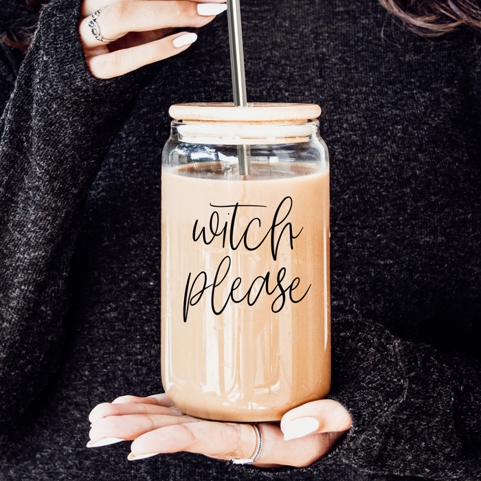 Fall and Halloween Gifts, Halloween Glass Tumblers and Coffee Mug Set | 2pk Bundle of Modern Halloween Drinkware, Ceramic Mugs or Glass Cups & Straws with Bamboo Lid