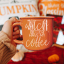  Halloween Coffee Mugs Modern 2pk | Fall & Autumn Drinkware Unique | Halloween Gift Ideas Cute and Funny