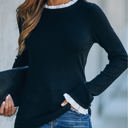  Ruffled Crew Neck Knit Sweater