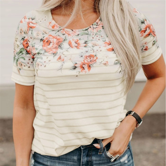 Spring Floral & Stripe Tee