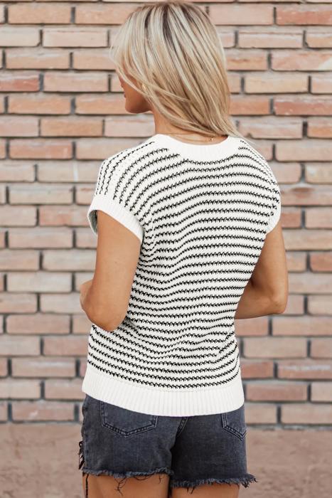  Ribbed Trim Loose Fit Knitted Top