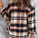  Geometric Plaid Print Pocketed Shacket