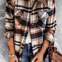  Geometric Plaid Print Pocketed Shacket