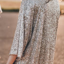  Apricot Sequin 3/4 Sleeve Open Front Duster Kimono