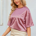  Pink Chest Pocket Loose Fit T Shirt