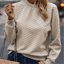  Solid Textured Raglan Sleeve Pullover Sweatshirt