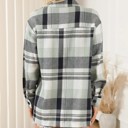  Green Plaid Button Up Patch Pocket Shirt