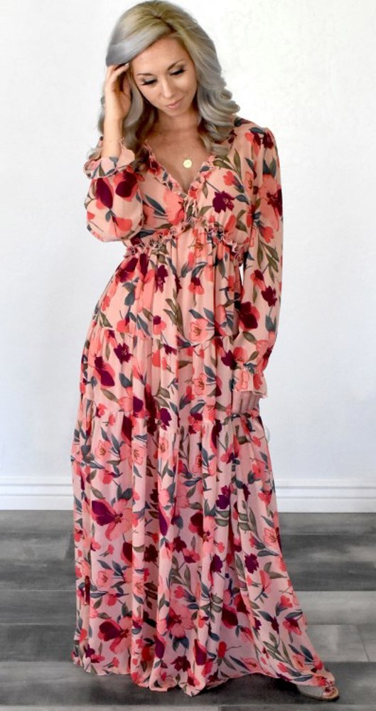 Wild Lotus Ruffle Tiered Maxi Dress