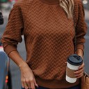  Rust Solid Textured Raglan Sleeve Pullover Sweatshirt