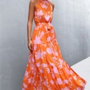 Small Orange Halter maxi dress