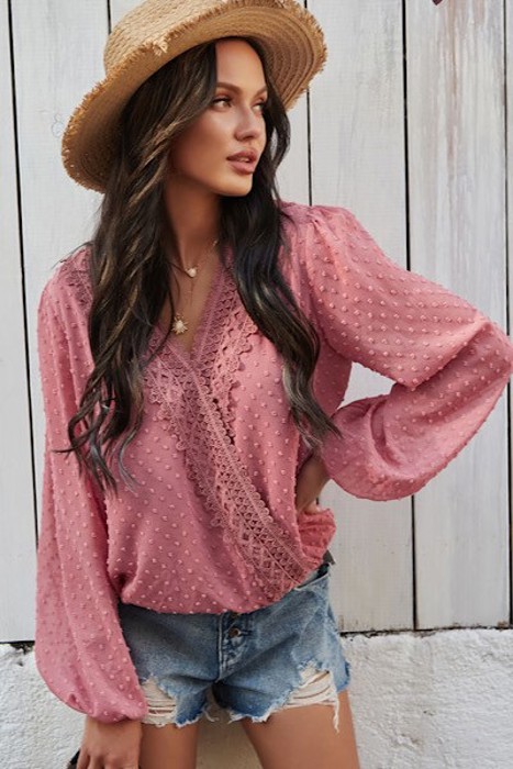 Dotted long sleeve blouse
