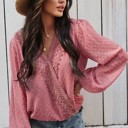 Small Pink Dotted long sleeve blouse