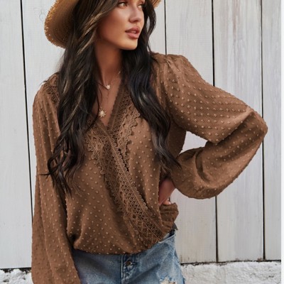 Dotted long sleeve blouse