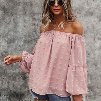 Off shoulder dotted top 