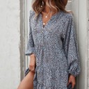  Dotted ruffled long sleeve tiered dress