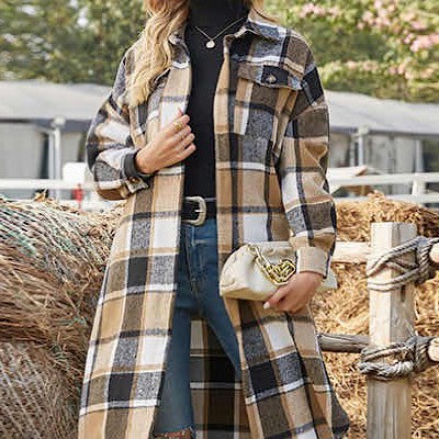 Long plaid coat jacket