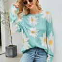 Large Blue Floral Knitted Sweater