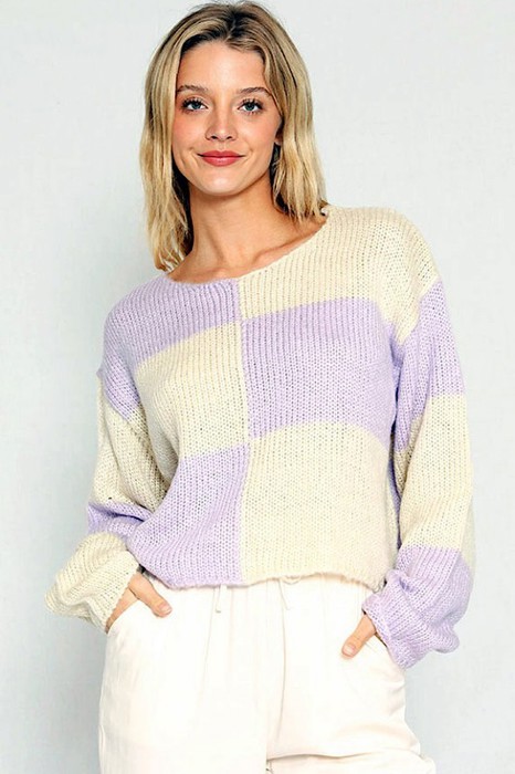 Checkered Cropped sweater