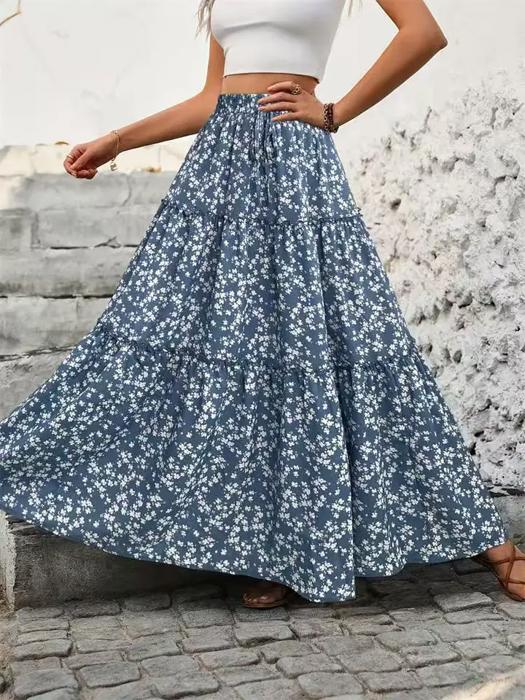 Floral tiered maxi skirt