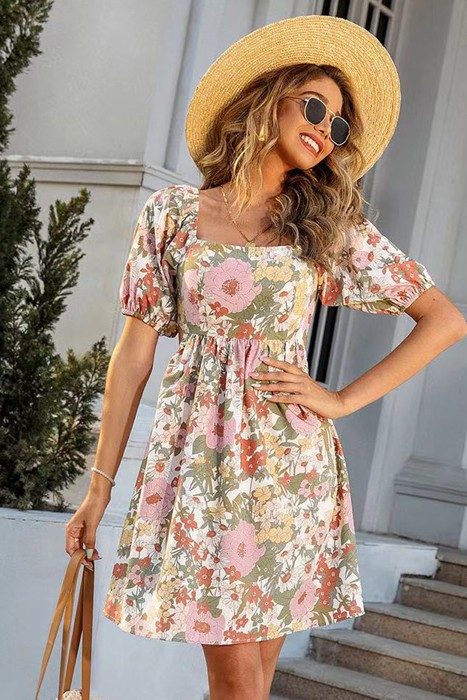 Floral dress with back tie detail