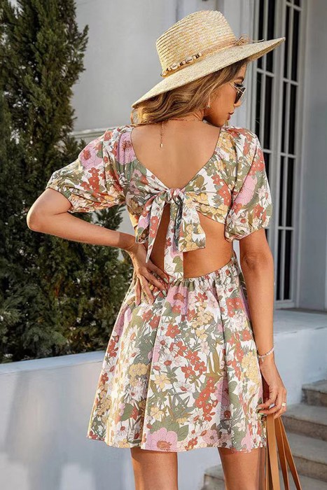 Floral dress with back tie detail