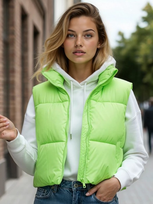 Cropped puffer vest