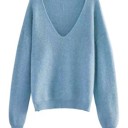 Small Blue Ribbed v neck sweater
