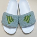  Embroidered cactus slides