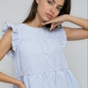  Ruffle Striped Peplum Top