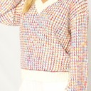  Multicolor yarn v-neck sweater