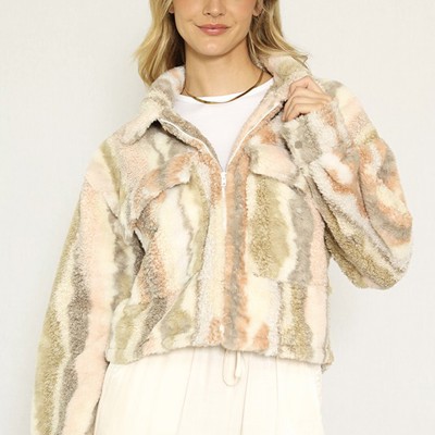 Marble printed sherpa jacket
