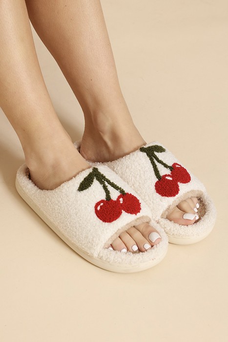 Cherry open toe slippers