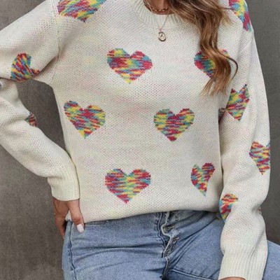 Multicolored heart sweater