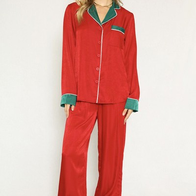 Textured Satin Holiday Pajama Set