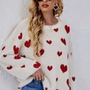 Small White Fuzzy all over heart sweater