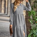  Gingham long sleeve dress