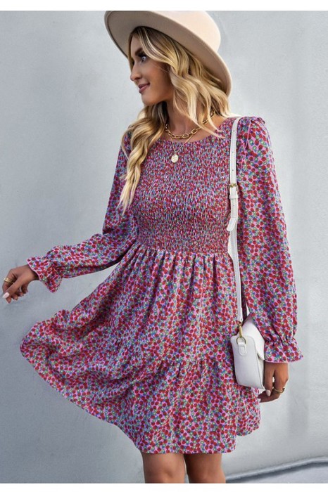 Long sleeve floral babydoll dress