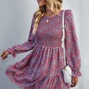  Long sleeve floral babydoll dress