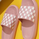 Size 5 Pink Miss Sparkling Checkered slides