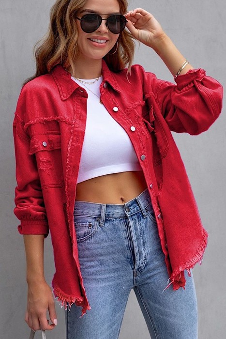 Solid Colored Denim Jacket