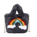 Gray Fuzzy rainbow handbag