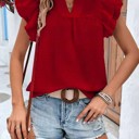 Red Small Miss Sparkling Ruffle sleeve blouse