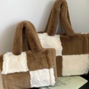  Fuzzy Checkered Shoulder Bag