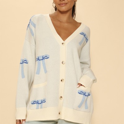 BLUE All over bow cardigan