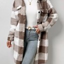 Small Brown Sherpa plaid long coat