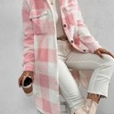 Small Pink Sherpa plaid long coat