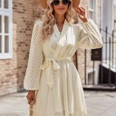 Small White Long sleeve wrap front dress